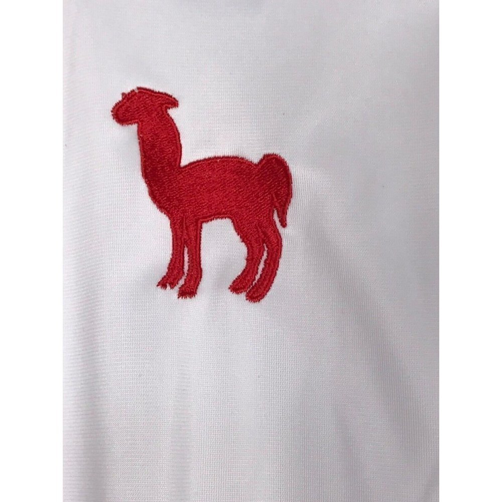 Cuy-Arts White & Red Lined Track Jacket Peru Llama Zip Front Long Sleeve - Picture 5 of 6